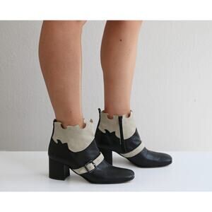 Italian Suede & Leather Ankle Boots in Women's size 7-1/2 (7.5) Short Flame